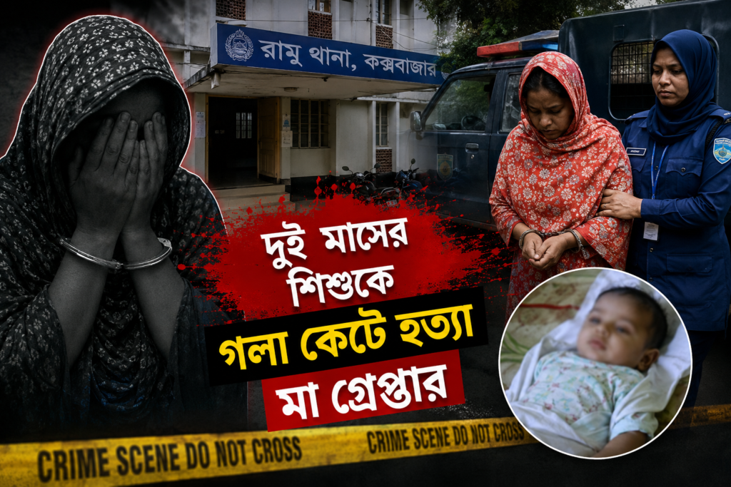 কক্সবাজারে শিশুকে হত্যা: কক্সবাজারে দুই মাসের শিশুকে গলা কেটে হত্যার অভিযোগ, মা গ্রেপ্তার